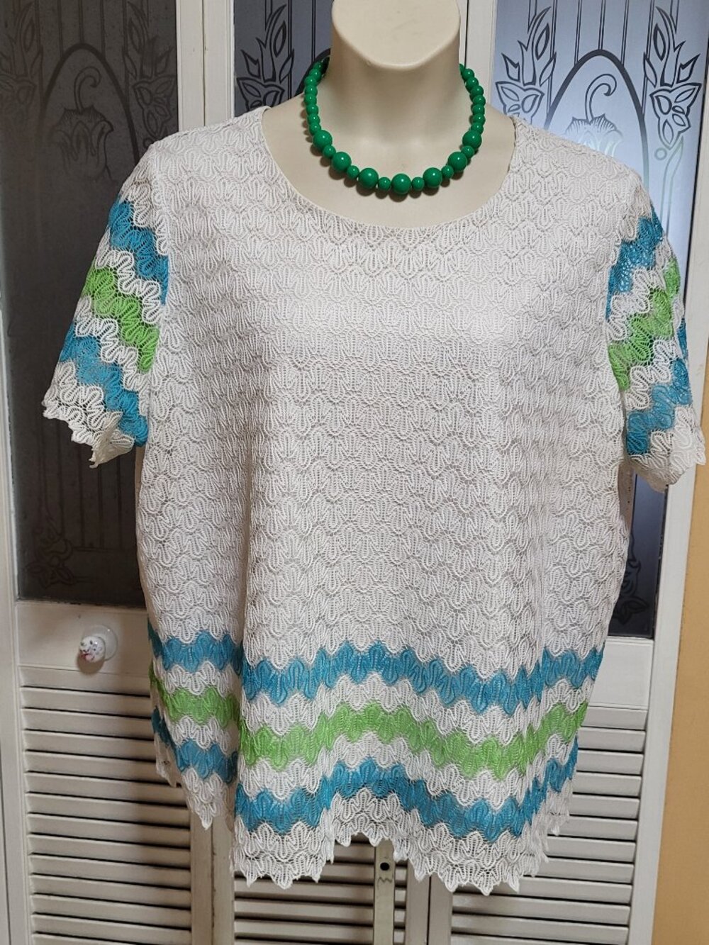 Alfred Dunner Womens Lined Short Sleeve Blouse